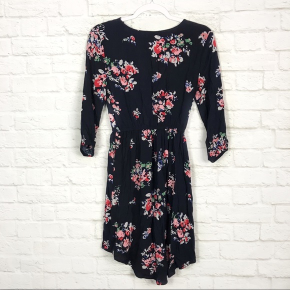 Band Of Gypsies Floral Faux Wrap High Low Dress S - Picture 4 of 6